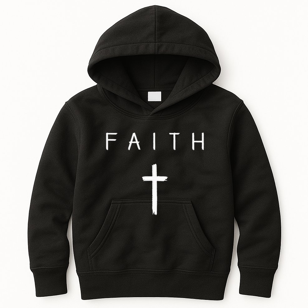 Faith Cross Subtle Christian Minimalist Religious Faith Kids Hoodie