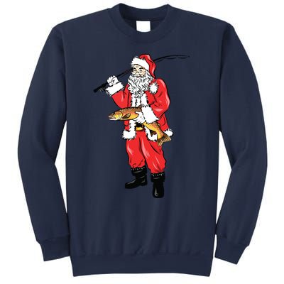 Funny Christmas Santa Clause Fishing For Brown Trout Sweatshirt