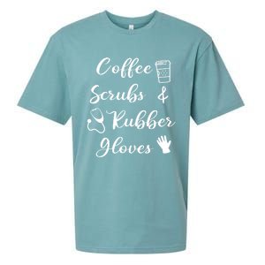 Funny Coffee Scrubs And Rubber Gloves Nurse Gift Sueded Cloud Jersey T-Shirt