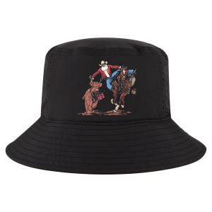 Funny Cowboy Santa Bulldogging Christmas Western Cowboy Xmas Cool Comfort Performance Bucket Hat