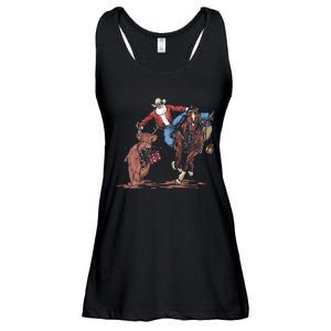 Funny Cowboy Santa Bulldogging Christmas Western Cowboy Xmas Ladies Essential Flowy Tank