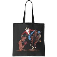 Funny Cowboy Santa Bulldogging Christmas Western Cowboy Xmas Tote Bag