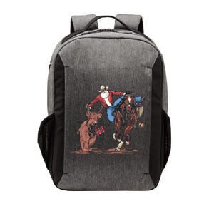 Funny Cowboy Santa Bulldogging Christmas Western Cowboy Xmas Vector Backpack