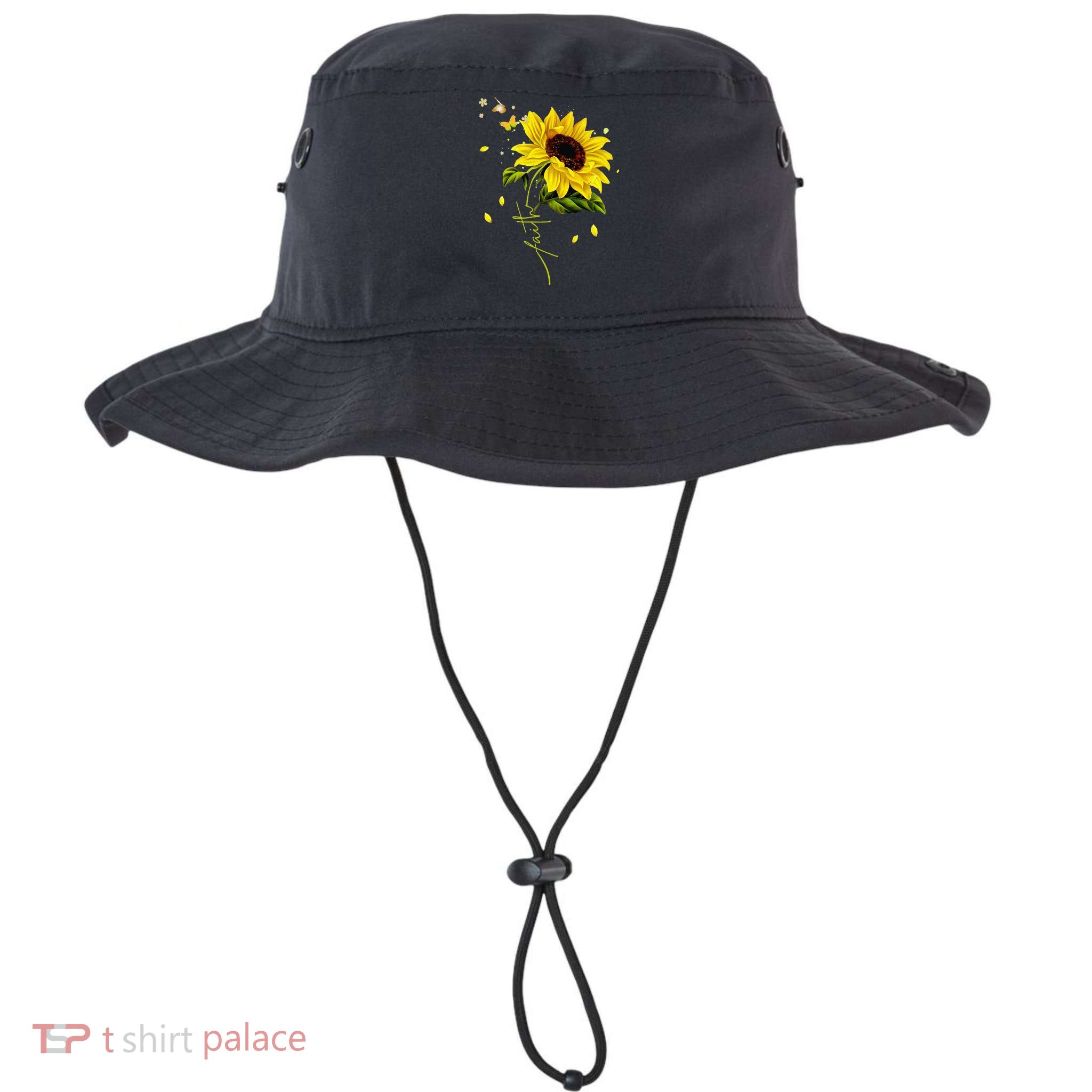 Faith Cross Sunflower Butterflies Flowers Christians Jesus Bucket Hat