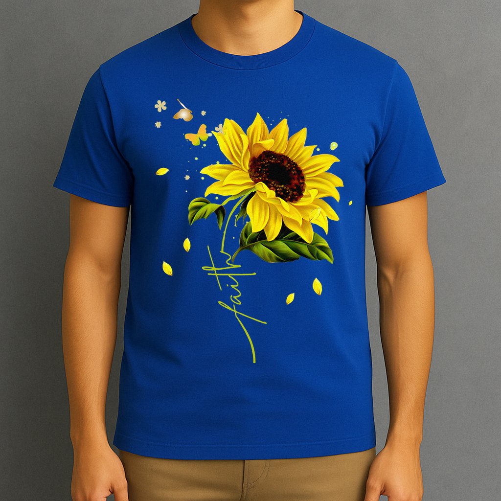 Faith Cross Sunflower Butterflies Flowers Christians Jesus T-Shirt
