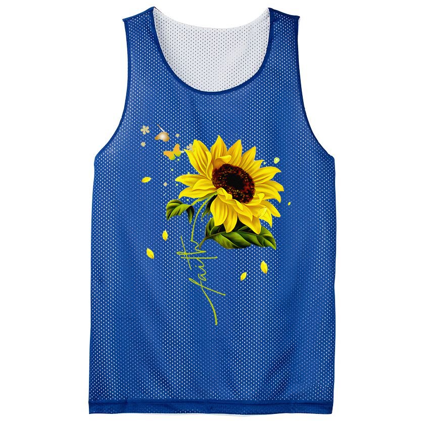 Faith Cross Sunflower Butterflies Flowers Christians Jesus Mesh Reversible Basketball Jersey Tank