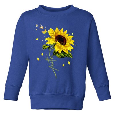 Faith Cross Sunflower Butterflies Flowers Christians Jesus Toddler Sweatshirt