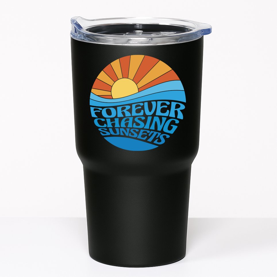 Forever Chasing Sunsets Retro Tumbler