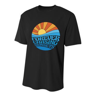 Forever Chasing Sunsets Retro Youth Performance Sprint T-Shirt