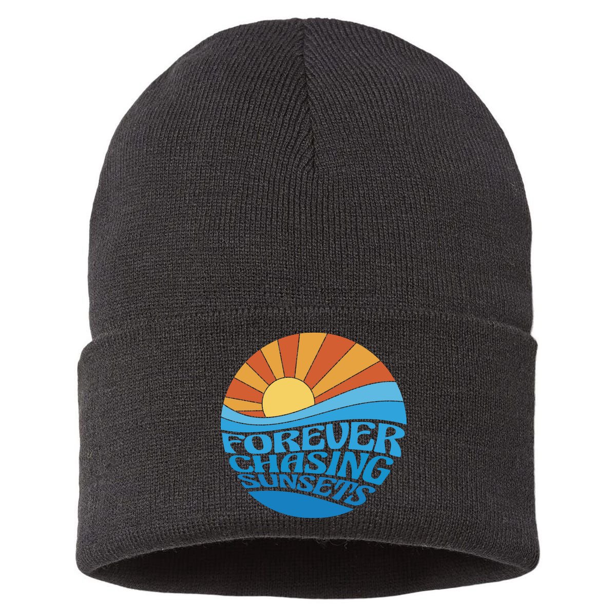 Forever Chasing Sunsets Retro Sustainable Knit Beanie