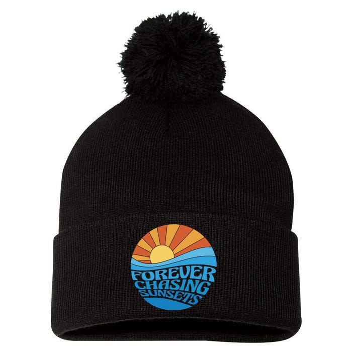 Forever Chasing Sunsets Retro Pom Pom 12in Knit Beanie