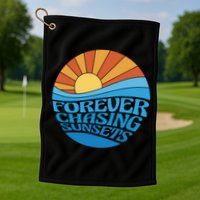 Forever Chasing Sunsets Retro Golf Towel