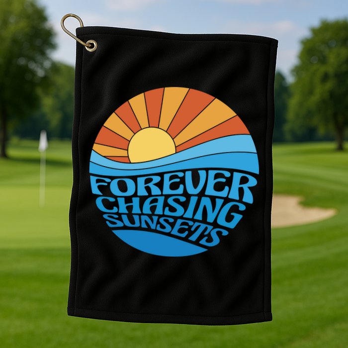 Forever Chasing Sunsets Retro Golf Towel