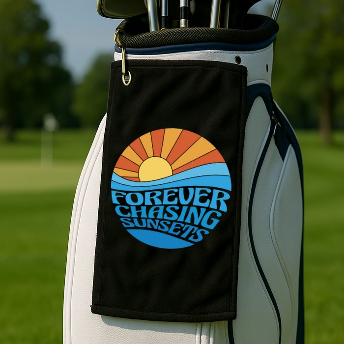 Forever Chasing Sunsets Retro Golf Towel