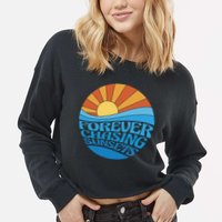Forever Chasing Sunsets Retro Cropped Pullover Crew