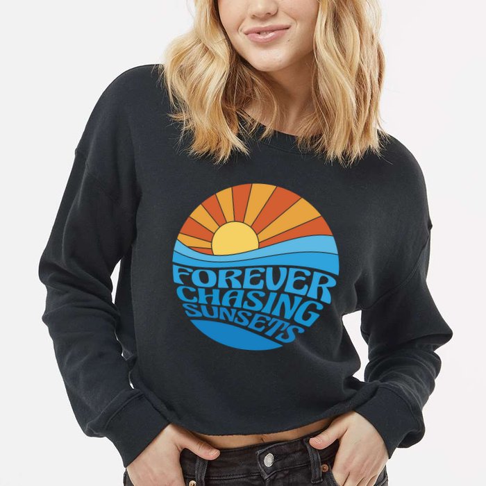 Forever Chasing Sunsets Retro Cropped Pullover Crew