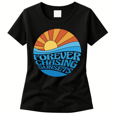 Forever Chasing Sunsets Retro Womens T-Shirt