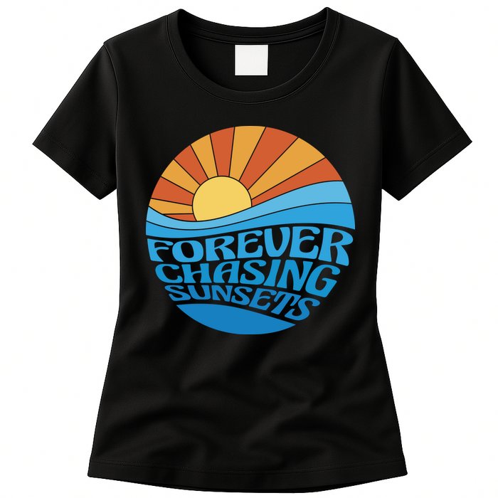 Forever Chasing Sunsets Retro Womens T-Shirt