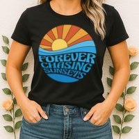 Forever Chasing Sunsets Retro Womens T-Shirt