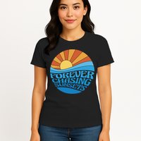 Forever Chasing Sunsets Retro Womens T-Shirt