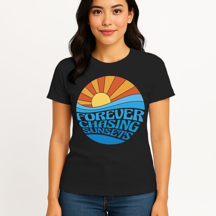 Forever Chasing Sunsets Retro Womens T-Shirt