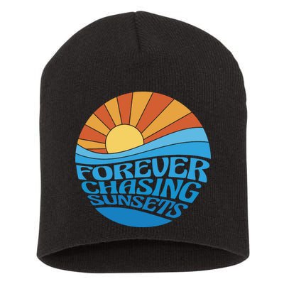Forever Chasing Sunsets Retro Short Acrylic Beanie