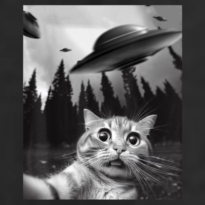 Funny Cat Selfie With UFOs Cool Comfort Performance Bucket Hat