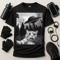 Funny Cat Selfie With UFOs Performance Shirt