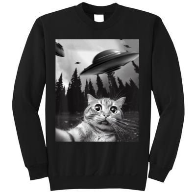 Funny Cat Selfie With UFOs Sweatshirt
