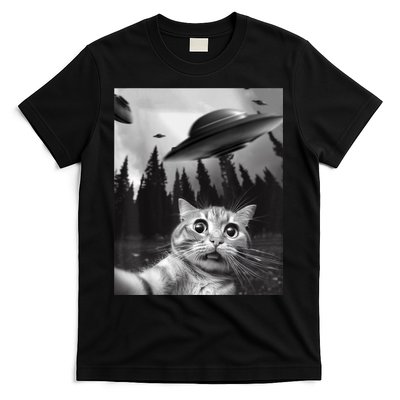 Funny Cat Selfie With UFOs T-Shirt