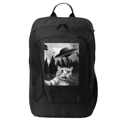 Funny Cat Selfie With UFOs City Backpack