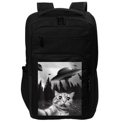 Funny Cat Selfie With UFOs Impact Tech Backpack