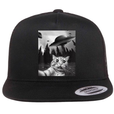 Funny Cat Selfie With UFOs Flatbill Hat