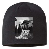 Funny Cat Selfie With UFOs Sustainable Beanie