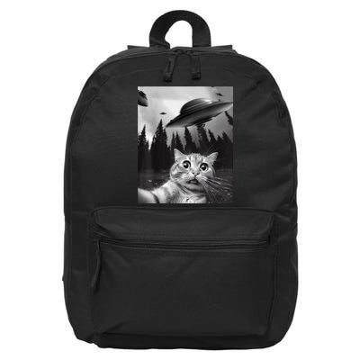 Funny Cat Selfie With UFOs 16 in Basic Backpack