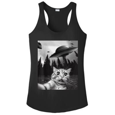 Funny Cat Selfie With UFOs Ladies PosiCharge Competitor Racerback Tank