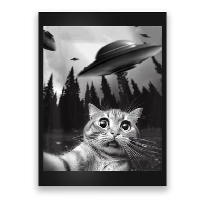 Funny Cat Selfie With UFOs Poster