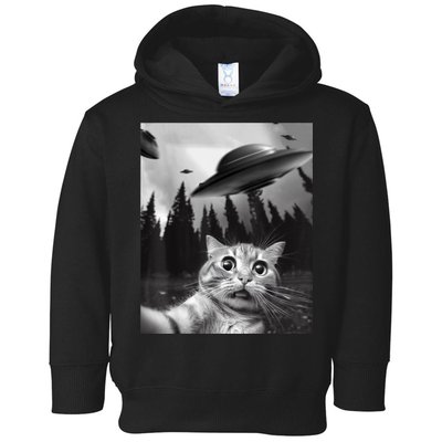 Funny Cat Selfie With UFOs Toddler Hoodie
