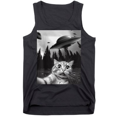 Funny Cat Selfie With UFOs Tank Top