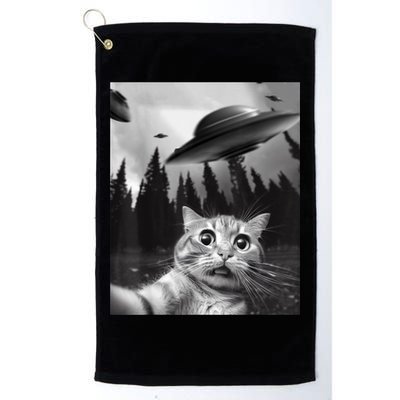 Funny Cat Selfie With UFOs Golf Towel
