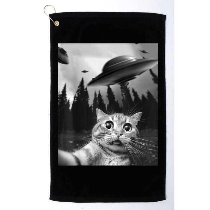Funny Cat Selfie With UFOs Golf Towel