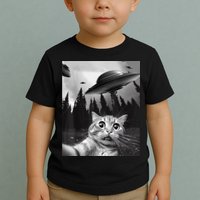 Funny Cat Selfie With UFOs Toddler T-Shirt