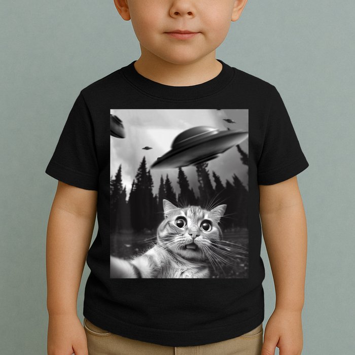 Funny Cat Selfie With UFOs Toddler T-Shirt