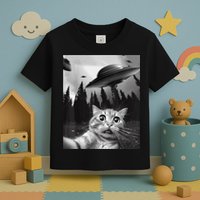 Funny Cat Selfie With UFOs Toddler T-Shirt