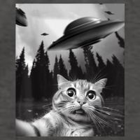 Funny Cat Selfie With UFOs Vector Backpack