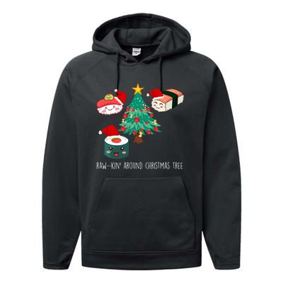 Funny Christmas Sushi For Women Performance Fleece Hoodie