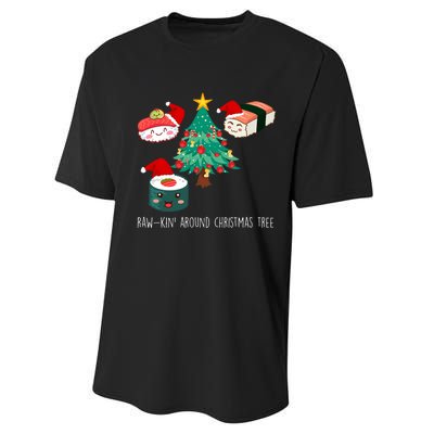 Funny Christmas Sushi For Women Performance Sprint T-Shirt