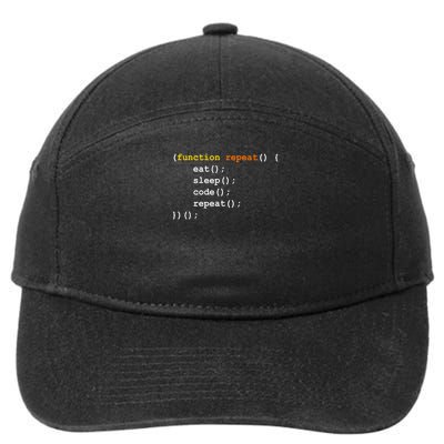 Funny Computer Science Programmer Eat Sleep Code 7-Panel Snapback Hat