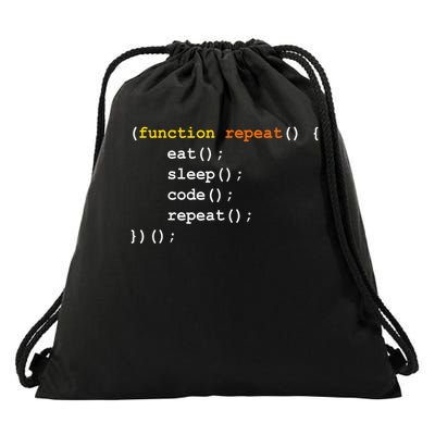 Funny Computer Science Programmer Eat Sleep Code Drawstring Bag
