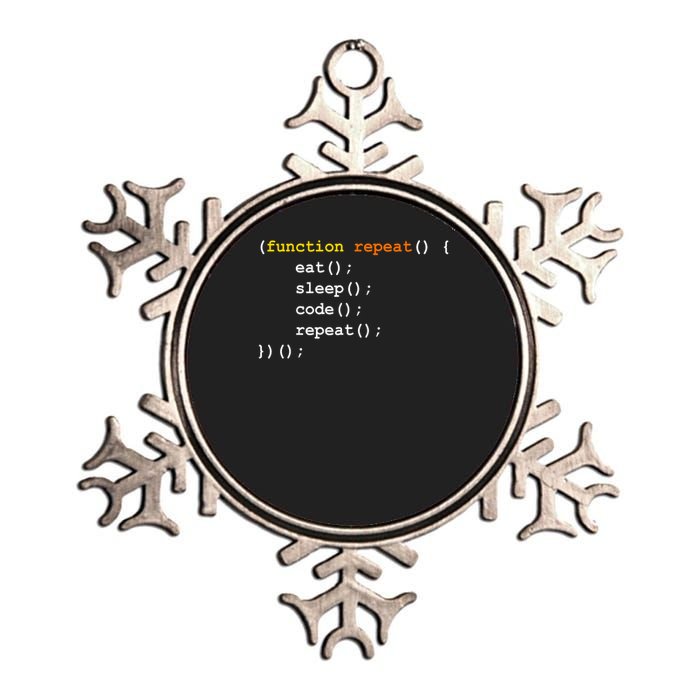 Funny Computer Science Programmer Eat Sleep Code Metallic Star Ornament
